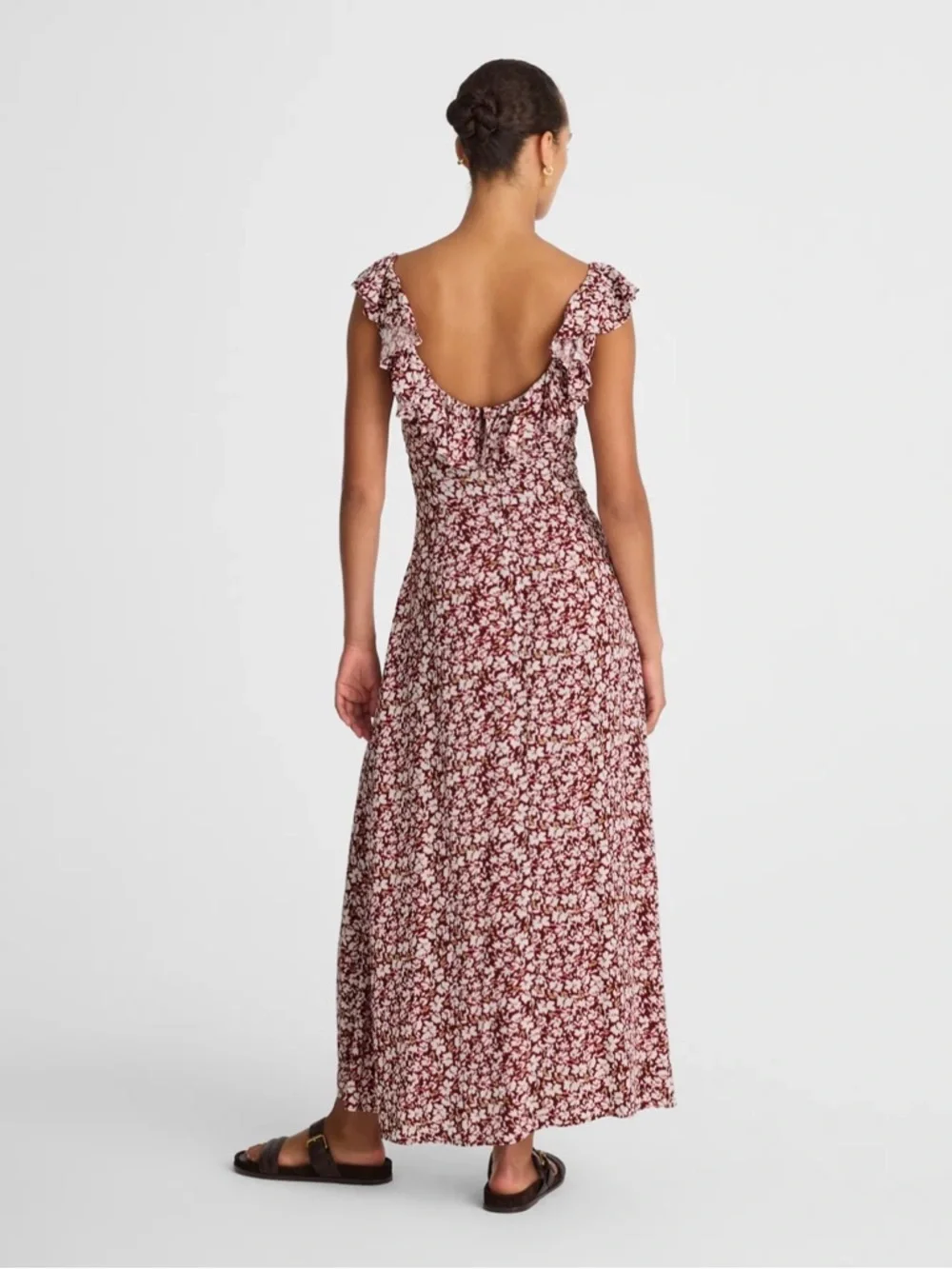 NWOT! MADEWELL Ruffled Scoopneck Maxi Dress Emma Floral Burgundy Size 4 🌸 - Picture 14 of 15